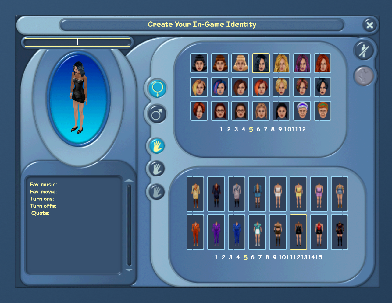 The Sims Online Create Your In-Game Identity screen